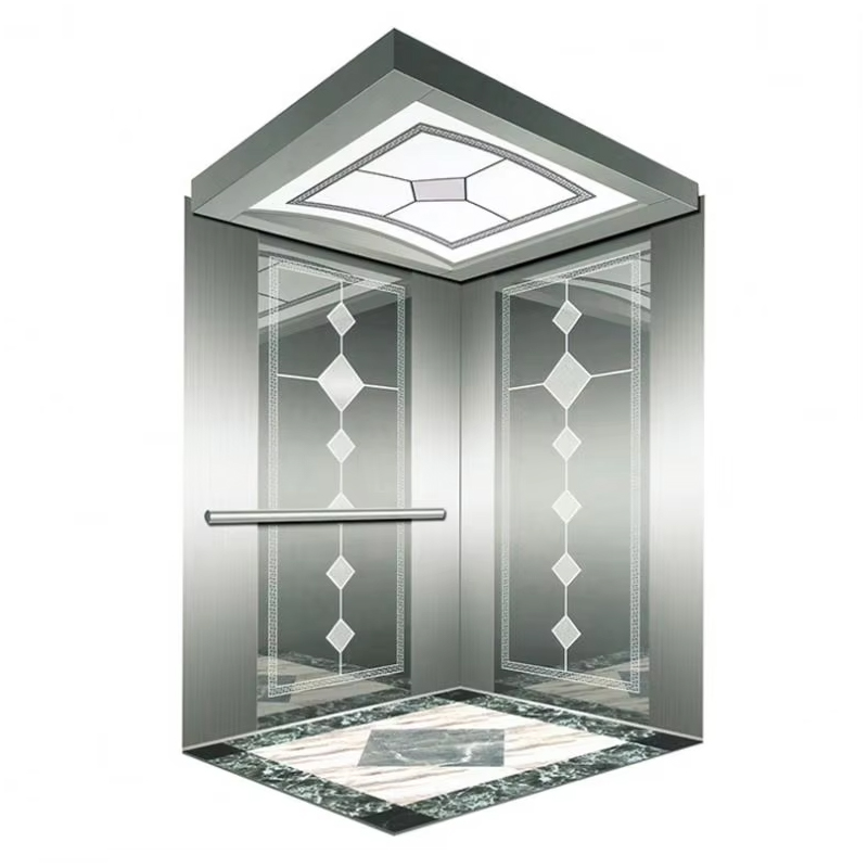 শক্তি-দক্ষ LED সিলিং স্টেইনলেস স্টীল নির্মাণ ISO9001 সার্টিফাইড 1 বছরের ওয়ারেন্টি সহ VTSP134 প্যাসেঞ্জার এলিভেটর কেবিন
