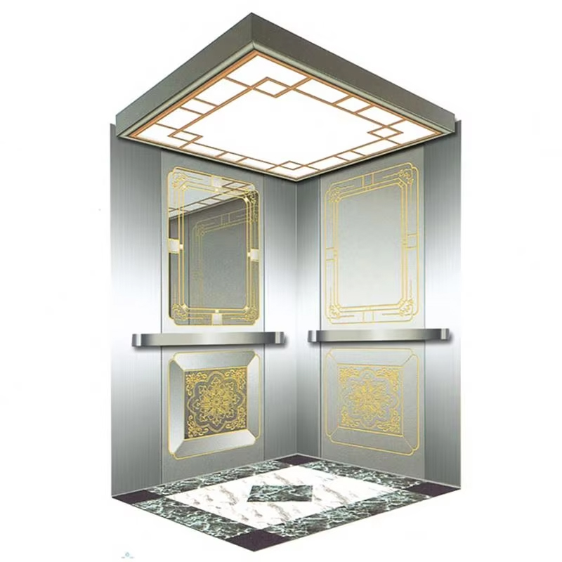 শক্তি-দক্ষ LED সিলিং স্টেইনলেস স্টীল নির্মাণ ISO9001 সার্টিফাইড 1 বছরের ওয়ারেন্টি সহ VTSP134 প্যাসেঞ্জার এলিভেটর কেবিন